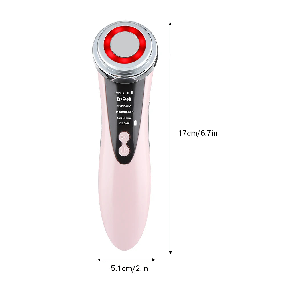Massageador Facial LED 5 em 1 com Radiofrequência e Vibração Anti-Idade Lifting e Rejuvenescimento