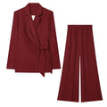 Women's Office Blazer & Wide Leg Pants Suit – Elegant 2-Piece Power Set
