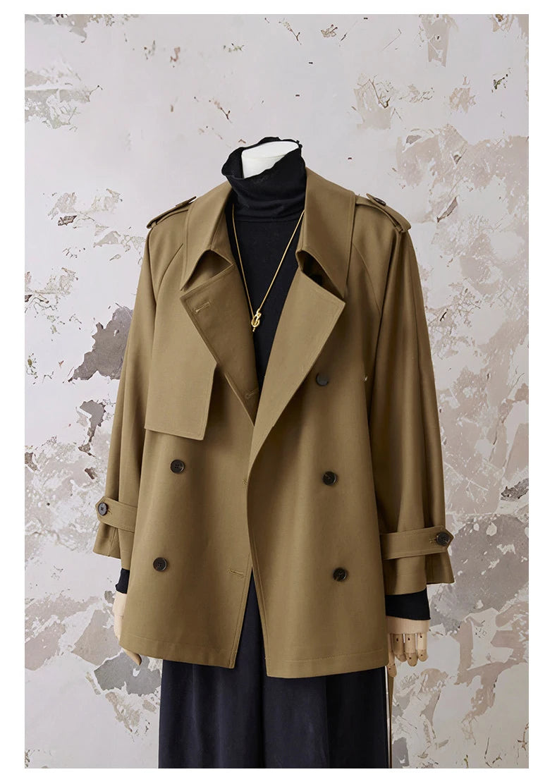 Women's Luxury Trench Coat | Double-Breasted Belted Jacket | British Office Style