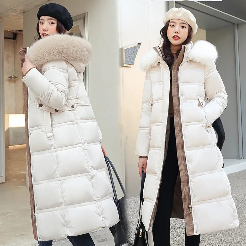 Women's X-Long Padded Parka – Faux Fur Collar Cotton Jacket | 8 Colors M–XXL
