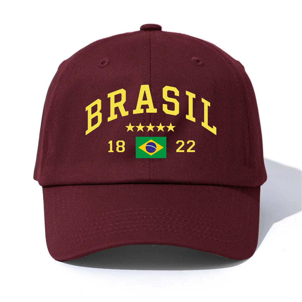 1pc BRASIL Print Baseball Cap for Adults,Minimalist Retro Style Casual Soft Adjustable Dad Hat,Perfect As Gift