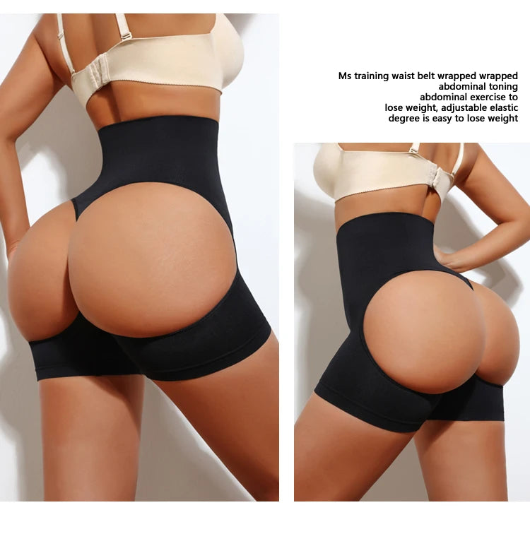 Calcinha Modeladora de Cintura Alta com Levanta Bumbum Slim Shorts Feminina em Nylon e Elastano