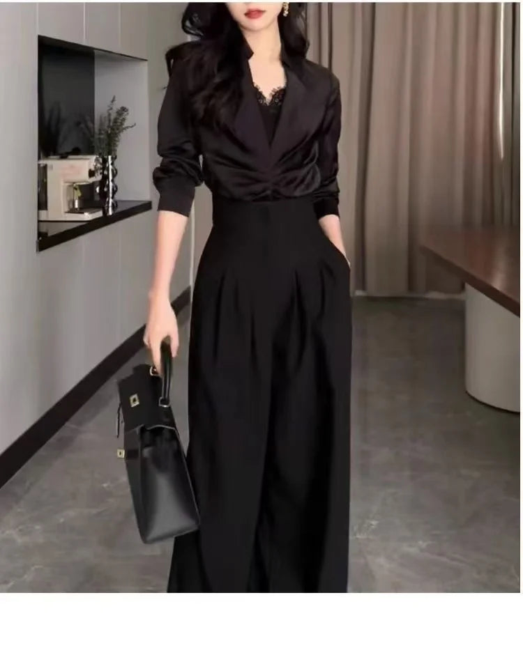 Women's Ultra High-Waist Wide Leg Pants – Straight Loose Suit Trousers for Office & Casual