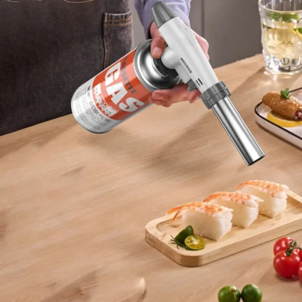 Maçarico Culinário a Gás Butano com Acendimento Automático Chama Ajustável para Cozinha e Churrasco