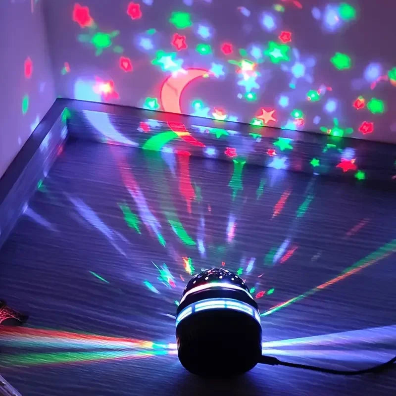 Projetor LED Céu Estrelado USB Luz Noturna Bola Mágica Lua e Estrelas para Decoração de Quarto