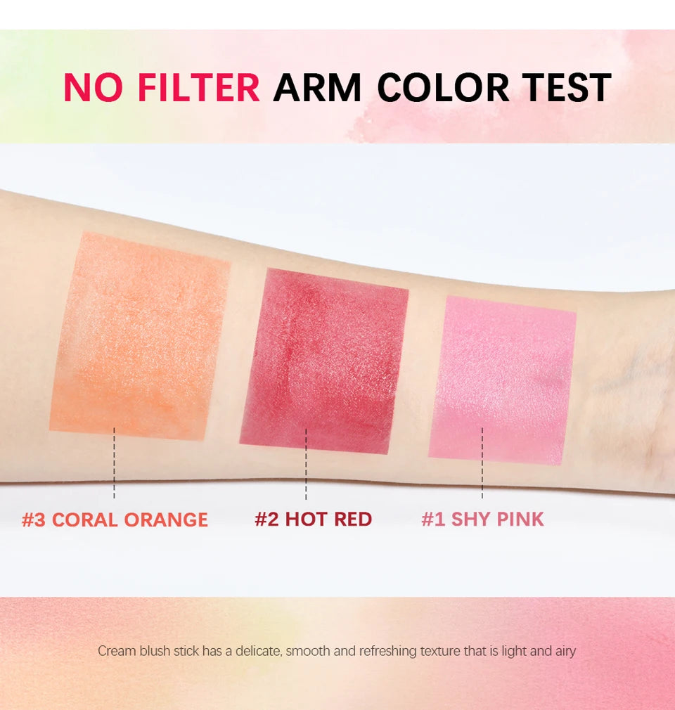 Blush Stick Cremoso Waterproof com Alta Pigmentação e Longa Duração 7 Tons Ilumina e Colore