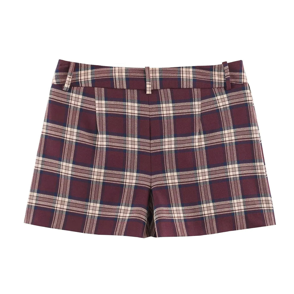 Women's Plaid Two-Piece Set – High Waist Short Coat & Skirt | Autumn Winter Casual Chic Fashion
