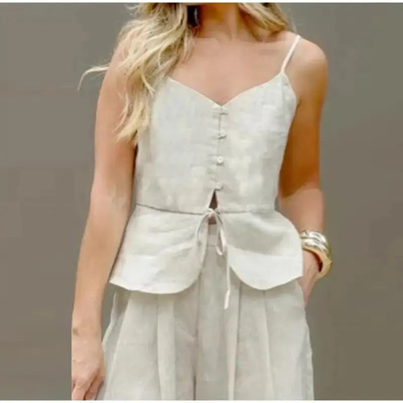 Women's Sleeveless Two-Piece Set – Strapless Top & High Waist Pants | Spring Summer Streetwear