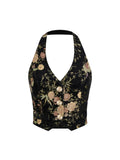 Women's Halter Button Vest Top | Hollow Out Sleeveless Tank | Slim Fit Summer Office Style