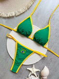 Biquíni Bordado Bandeira do Brasil Patchwork Feminino com Bojo Sem Aro Verão 2026 S M L