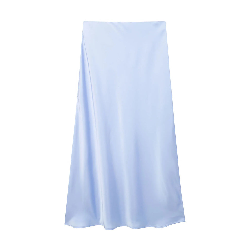 Women's Satin Midi Skirt | High Waist A-Line Elegant Skirt | Office & Casual All Season