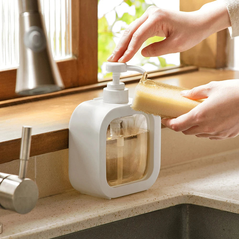 Dispenser de Sabão Plástico Transparente 300ml e 500ml para Banheiro, Cozinha e Viagem