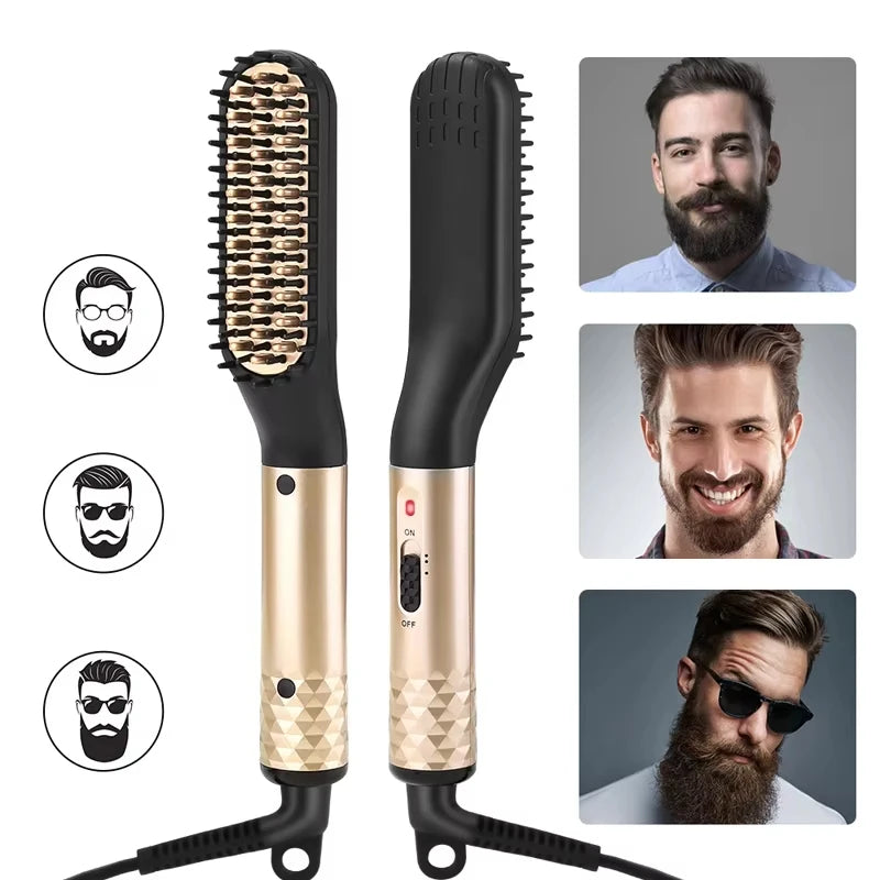 Pente Alisador Elétrico 2 em 1 para Barba e Cabelo com Temperatura Ajustável 160°C a 240°C Bivolt