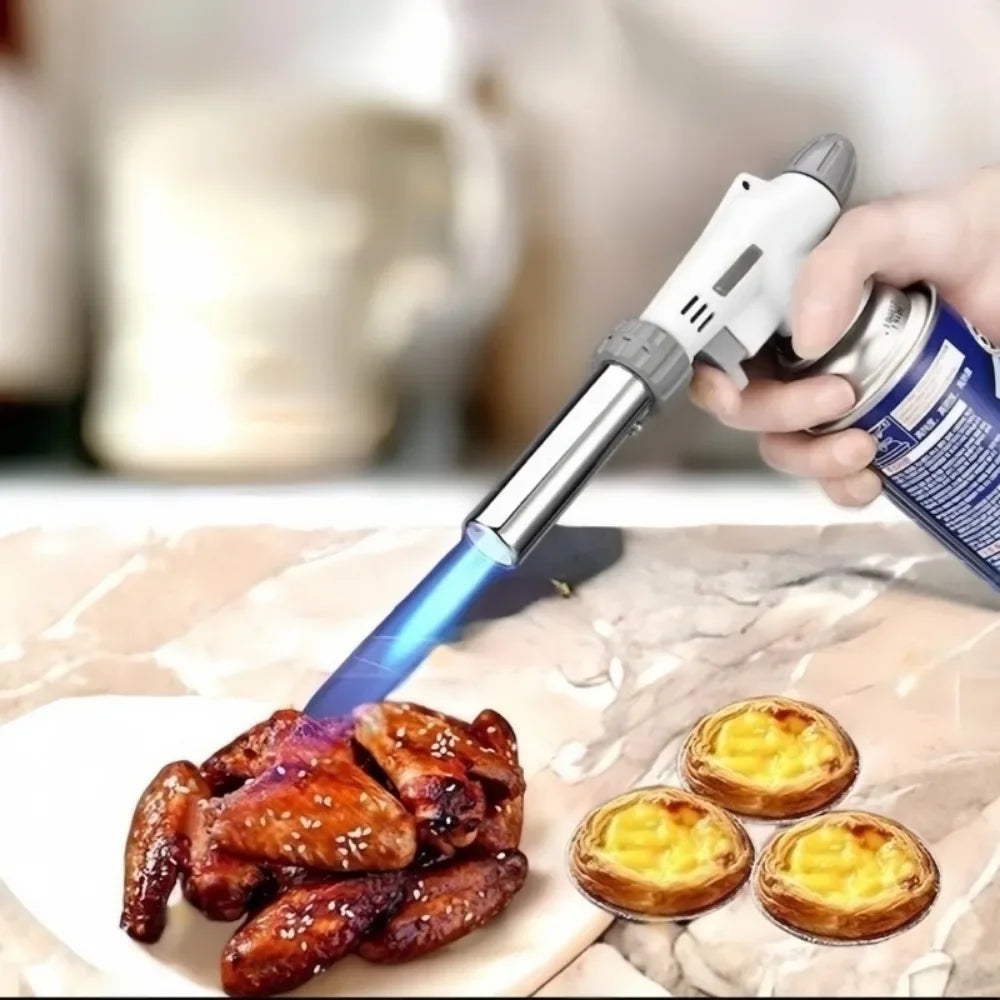 Maçarico Culinário a Gás Butano com Acendimento Automático Chama Ajustável para Cozinha e Churrasco