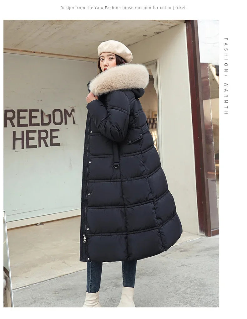 Women's X-Long Padded Parka – Faux Fur Collar Cotton Jacket | 8 Colors M–XXL