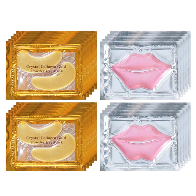 Máscara de Colágeno Dourado para Olhos e Lábios Anti-Idade Hidratante e Anti-Olheiras