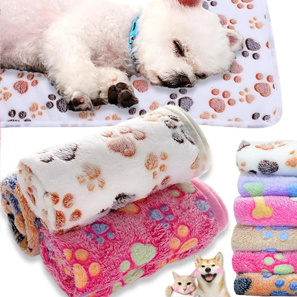 Manta Felpuda Macia para Cães e Gatos com Estampa Fofa Quentinha e Confortável S M L