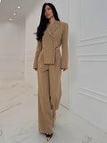 Women's Knit Blazer & Wide Leg Pants Set – Turn-Down Collar | Casual Autumn Winter Fashion 2026