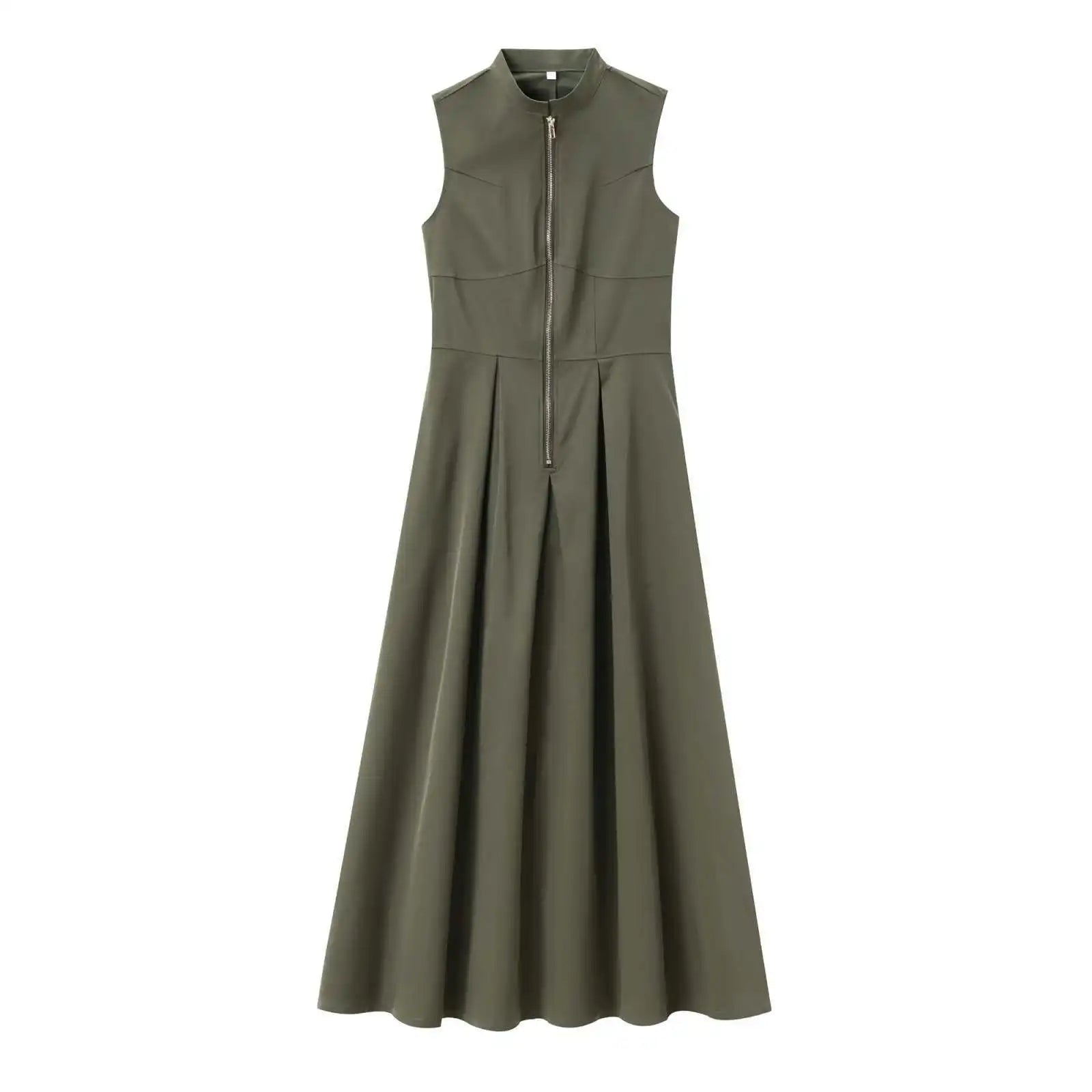 Women's French Style Sleeveless Maxi Dress – Elegant Ankle-Length Street Chic