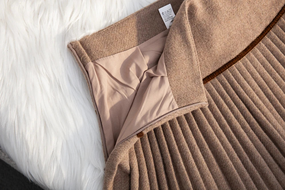 Women's Plaid Woolen Pleated Mini Skirt – High Waist Preppy Y2K Korean Style | Autumn Winter