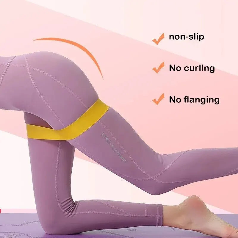 Kit 5 Faixas Elásticas de Resistência para Yoga Agachamento Glúteos e Alongamento