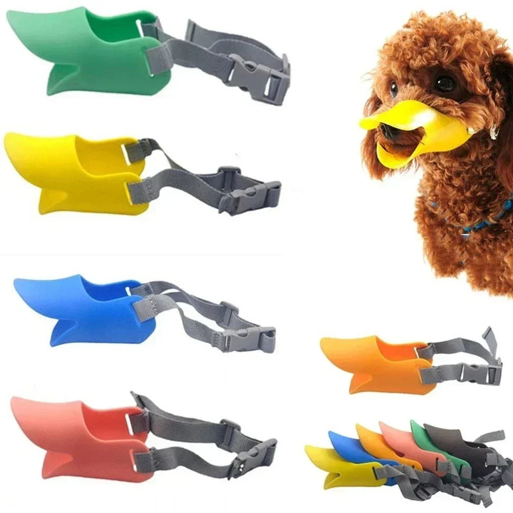 Focinheira de Silicone Bico de Pato para Cães Anti-Mordida e Anti-Latido Ajustável S M L