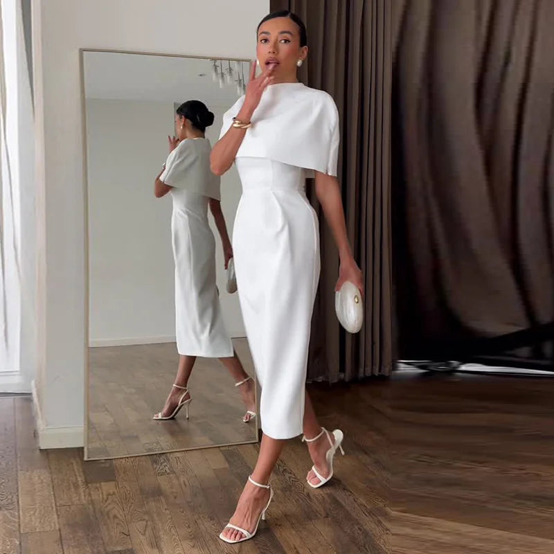Women's Elegant Shawl 2-Piece Set | Square Collar Sleeveless Dress & Shawl Top | Summer 2026