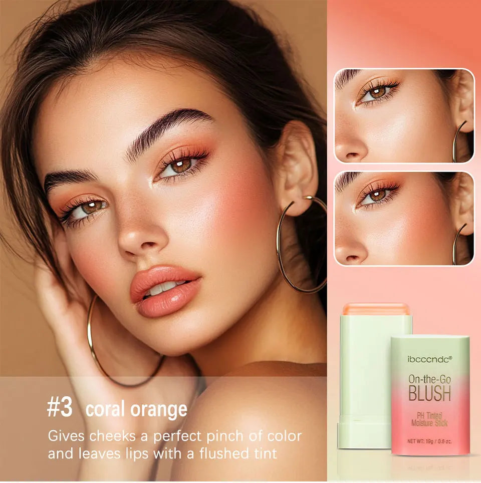Blush Stick 3 em 1 que Muda de Cor com a Temperatura para Bochecha Lábios e Contorno 19g