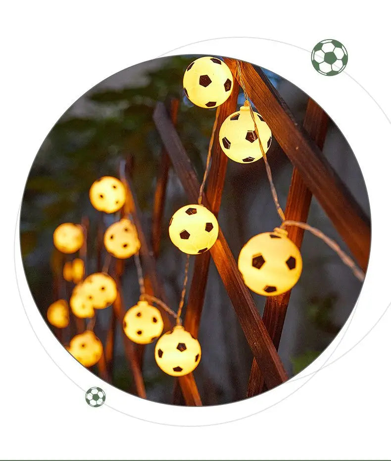 Football Party Themed Decor Football Shaped String Lights Festival Atmosphere Lights Battery Powered