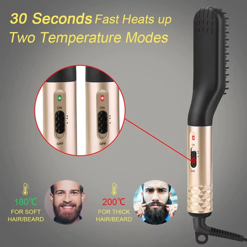 Pente Alisador Elétrico 2 em 1 para Barba e Cabelo com Temperatura Ajustável 160°C a 240°C Bivolt