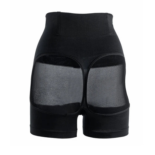 Calcinha Modeladora de Cintura Alta com Levanta Bumbum Slim Shorts Feminina em Nylon e Elastano
