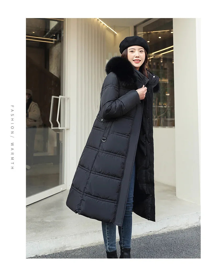 Women's X-Long Padded Parka – Faux Fur Collar Cotton Jacket | 8 Colors M–XXL