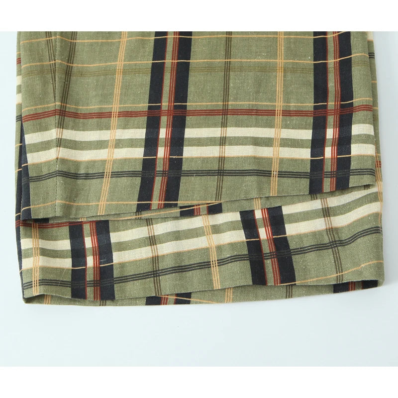 Women's Plaid Wide Leg Pants | Vintage Baggy Pleated Trousers | Mid Waist Casual | MUJER