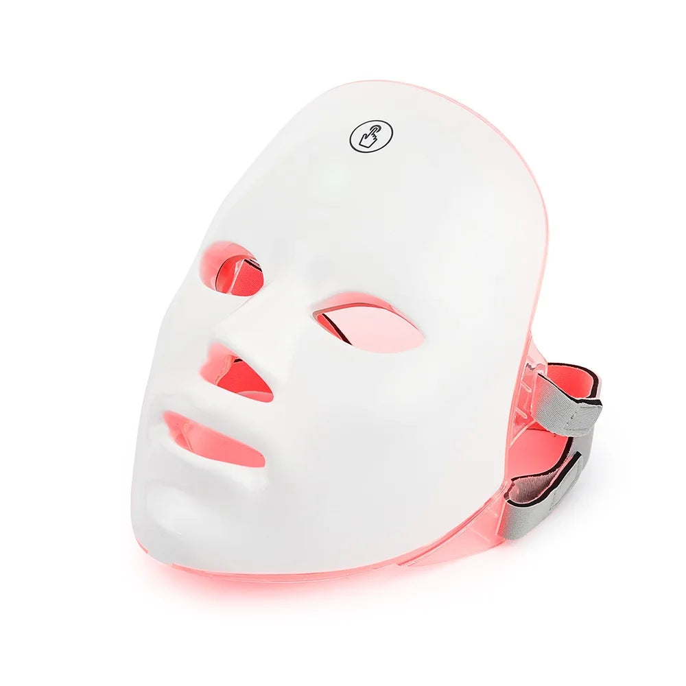 Máscara Facial LED 7 Cores Recarregável para Rejuvenescimento Lifting e Clareamento da Pele