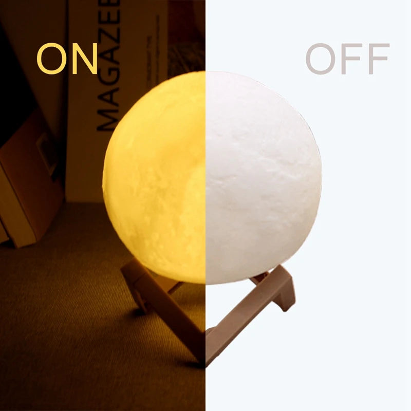 Luminária Lua LED Noturna com Suporte Decorativa para Quarto Infantil e Presentes