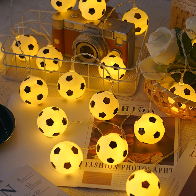 Football Party Themed Decor Football Shaped String Lights Festival Atmosphere Lights Battery Powered