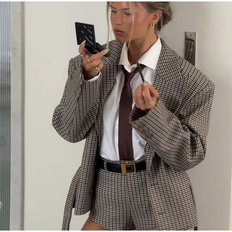 Women's Blazer & Shorts Set – Hooded Long Sleeve Jacket Suit | High Street Vacation Fashion 2026