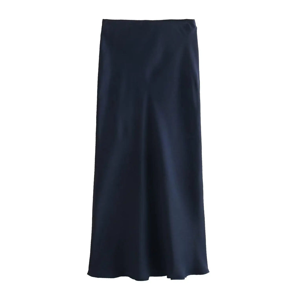 Women's Satin Midi Skirt | High Waist A-Line Elegant Skirt | Office & Casual All Season