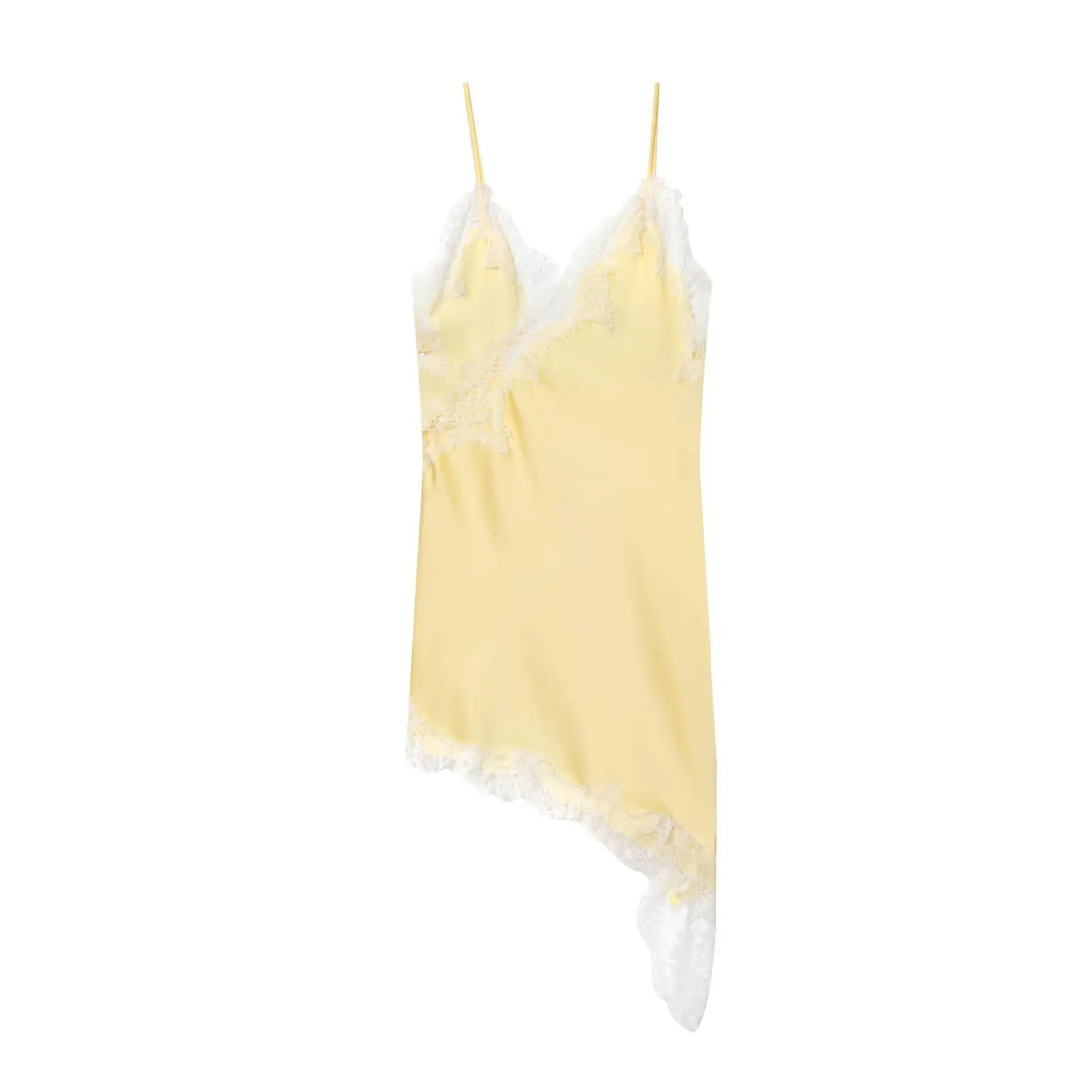 Women's Lace Slip Mini Dress – Backless Asymmetric Spaghetti Strap Party Dress