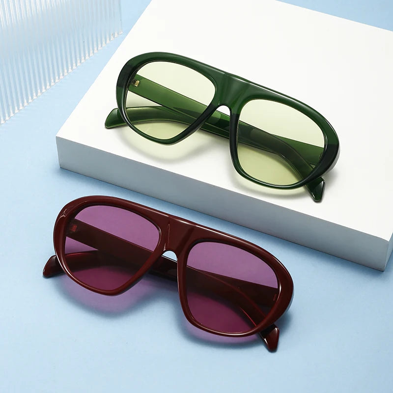 Óculos de Sol Oversized Aviador Retrô Vintage UV400 Unissex para Uso ao Ar Livre