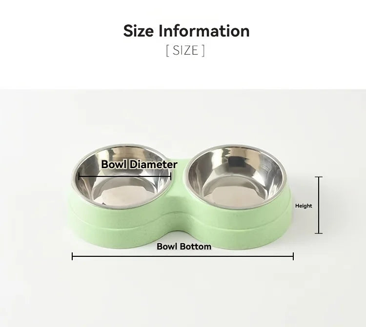 Comedouro Duplo Antiderrapante para Cães e Gatos com Base Redonda para Água e Ração