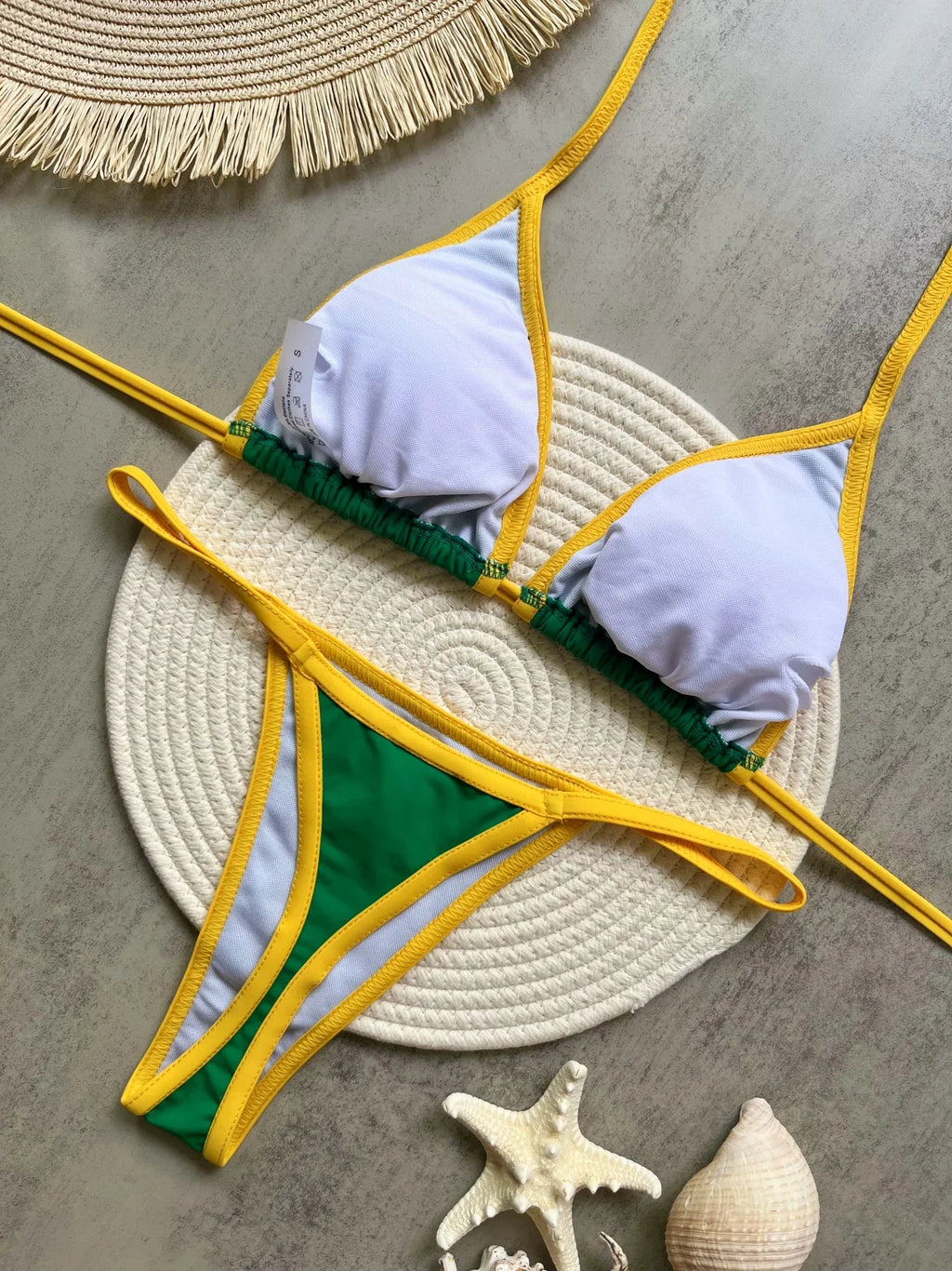 Biquíni Bordado Bandeira do Brasil Patchwork Feminino com Bojo Sem Aro Verão 2026 S M L
