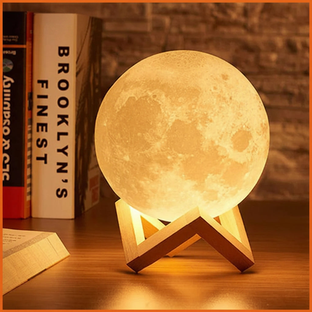 Luminária Lua LED Noturna com Suporte Decorativa para Quarto Infantil e Presentes