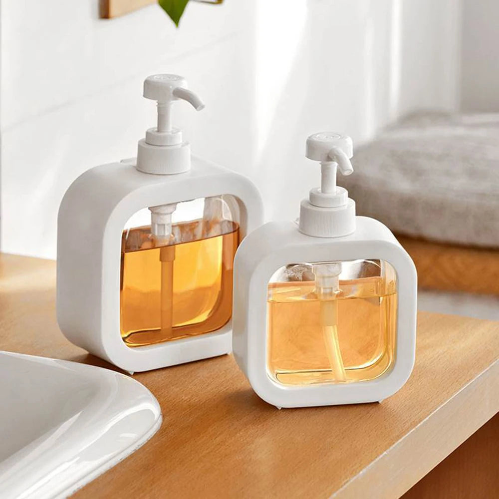 Dispenser de Sabão Plástico Transparente 300ml e 500ml para Banheiro, Cozinha e Viagem