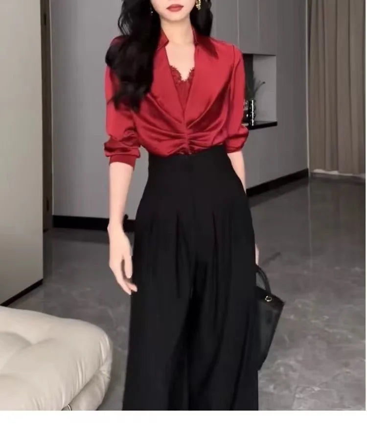 Women's Ultra High-Waist Wide Leg Pants – Straight Loose Suit Trousers for Office & Casual