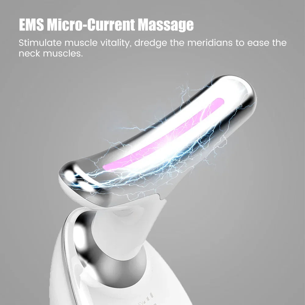 Aparelho EMS Facial e Pescoço com LED Lifting Anti-Rugas Firmeza e Rejuvenescimento da Pele
