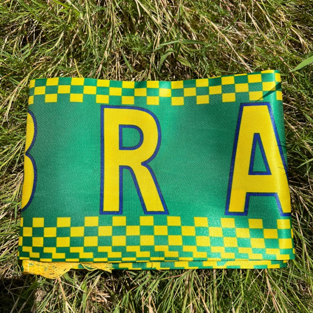Cachecol Bandeira do Brasil 14x130cm em Poliéster para Torcida Esportes e Decoração