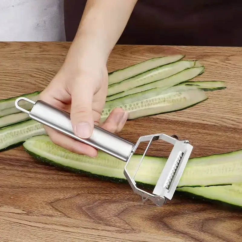 Descascador de Legumes e Frutas em Aço Inox Multifuncional 2 em 1 e 4 em 1 para Cozinha