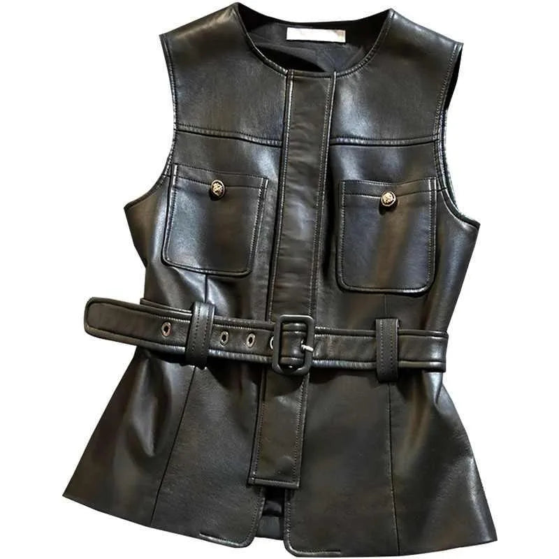 Women's Black Blazer Vest Jacket – Sleeveless V-Neck Notched Coat | British Style