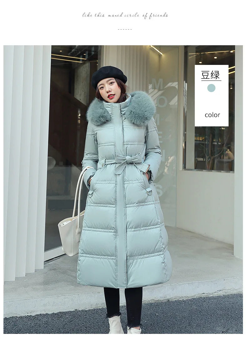 Women's X-Long Padded Parka – Faux Fur Collar Cotton Jacket | 8 Colors M–XXL